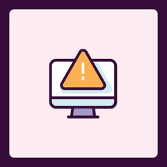  - Illustrative depiction of computer with warning alert indicator graphic design