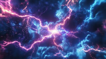 Poster - visualization of electrical energy flowing through a futuristic power grid