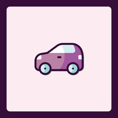 Poster - Stylized purple car graphic, clean lines, conveying vehicle and travel concept