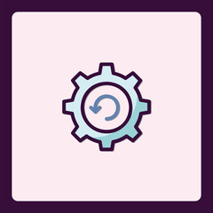 Poster - Gear with Refresh Arrow Flat Icon for Process Automation and System Updates