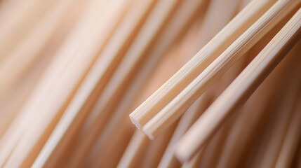 Aufkleber - Close-up of light brown, rigid sticks in a slightly blurred, abstract composition. The sticks show parallel lines and soft shadows, creating a minimalist look.