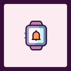 Poster - Vibrant Smartwatch Notification Icon on Pale Background for Technology Illustration