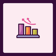 Poster - Ascending bar graph icon, data visualization with progress indicators, investment growth
