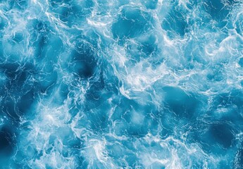 Poster - Serene and Dynamic Aquatic Background with Turquoise Waves and Foamy Patterns in a Natural Ocean Environment