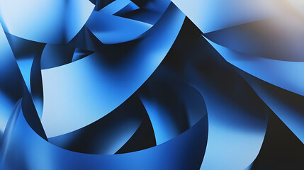 Leinwandbilder - Abstract: Blue, Curved Forms. Geometric layers create depth and movement, blending light and shadows in a modern, artistic composition.