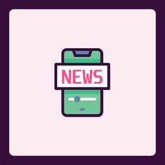 Poster - News Application Icon for Smartphone, Conceptual of Mobile Journalism