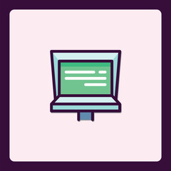 Fototapete - Stylized computer monitor with information graphic display icon design