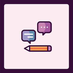 Poster - Communication icon with dialogue boxes and pencil in minimal style design