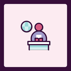 Poster - Stylized learning icon with student globe and book for educational concepts