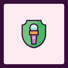 Poster - Shield Emblem with Microphone Illustration for Security Applications
