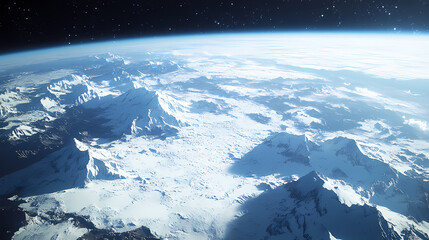 Wall Mural - stunning earth view from space shuttle - aerial wonders of our planet. fragility - snow. illustratio