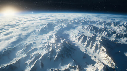 Wall Mural - stunning earth view from space shuttle - aerial wonders of our planet. fragility - snow. illustratio