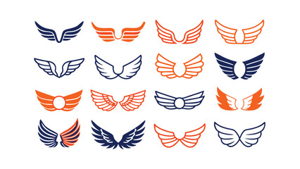 Poster - Collection of Wing Designs Stylish, Vector, Logo, Graphics, Icons, Emblems, Aviation, Freedom, Flight