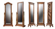 © Jieee Mooo - Elegant Display of Four Vintage Style Full-Length Mirrors, PNG bundle collection, Isolated on Transparent Background