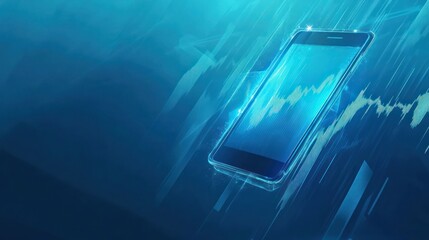 Poster - Futuristic smartphone, abstract background, data graphics,  business technology concept