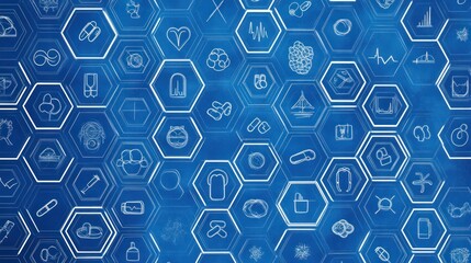 Poster - Abstract medical icons on a digital interface