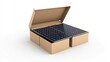© Nurul - Solar panels unpacked from cardboard box in a white studio setting