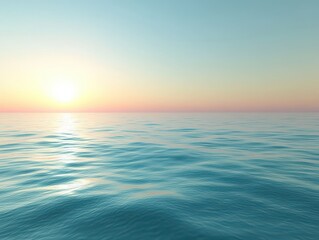 Poster - Serene Sunrise over Calm Ocean Waters Reflecting Soft Hues of Dawn Illuminating the Tranquil Seascape and Creating a Peaceful Atmosphere
