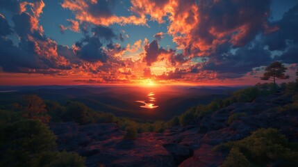 Wall Mural - Sunset Ozarks created with Generative AI Technology, ai, generative