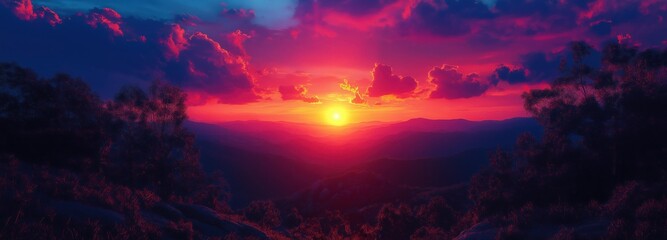 Wall Mural - Ozarks Sunset created with Generative AI Technology, ai, generative