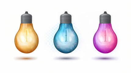 Wall Mural - Gradient light bulbs with colorful designs set isolated on transparent background. Light - Lantern. Illustration