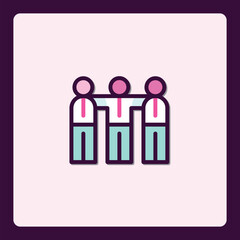 Poster - Teamwork depiction in vector symbol, collaborative team partnership icon