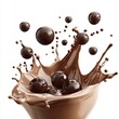 © ANUAR - Splashing Chocolate with Droplets and Glossy Texture Captured in High Detail for Culinary or Food Photography Use