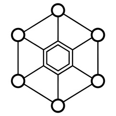 Poster - a network diagram with connected nodes in a geometric arrangement, vector illustration