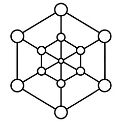 Poster - a minimalist illustration of a complex geometric shape made of interconnected circles and lines, vector illustration
