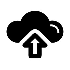 Poster - a simple cloud icon with an upward-pointing arrow, symbolizing uploading and data storage, vector illustration