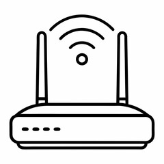 Poster - a router with antennas providing a wireless connection and icon image. This simple yet effective design captures the essence of connectivity and networking vector illustration