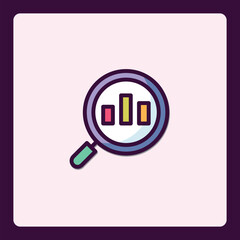 Poster - Financial investigation icon with magnifying glass and rising bar graph