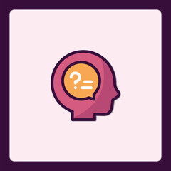 Poster - Stylized head silhouette with question marks exploring thought process