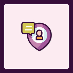 Poster - User location point with chat message bubble flat vector icon design