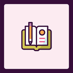 Poster - Open Book with Pencil Icon for Education and Creative Design Concepts