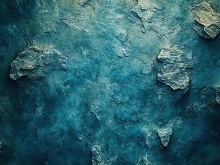 Poster - Textured Blue Wall with Stone-Like Surface, Ideal for Backgrounds and Abstract Art, Perfect for Modern Interior Design and Creative Projects
