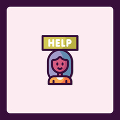 Poster - Assistance Icon Displaying Person with Help Sign Representing Support