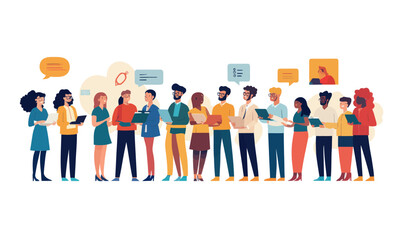 Poster - Diverse Team Collaboration in Business Communication Flat Minimalist Vector