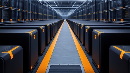 Poster - Automated Robots Sorting Packages in a High-Tech Warehouse Environment for Enhanced Efficiency