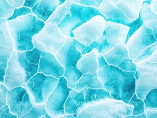 Poster - Glowing Ice Surface with Deep Cracks Under a Chaotic Blue Light