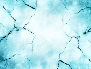 Poster - Glowing Ice Surface with Deep Cracks in a Chaotic, Abstract Pattern