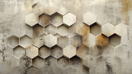 Wall Mural - a textured wall featuring a repeating pattern of hexagonal shapes
