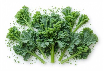 Poster - Fresh Kale Bounty . Crisp Green Leaves Displayed . Various Types Including Curly And Flat . Healthy Eating Concept For Wellness Content . Natural Light Photography