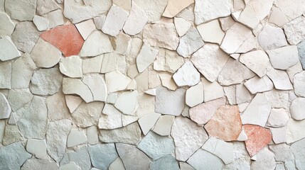 Wall Mural - fragmented stone wall construction with variations of natural color