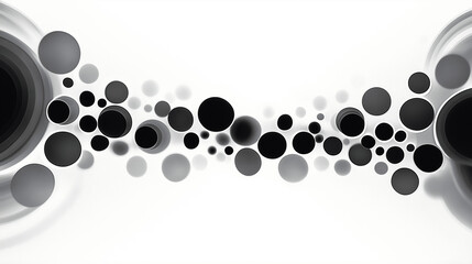 Poster - Black and white spheres creating dynamic visual flow