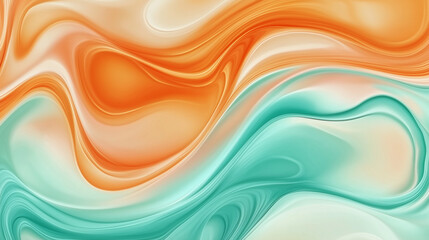 Poster - Abstract orange and turquoise marble effect creating stunning visuals