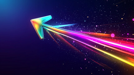 Poster - Glowing arrow pointing up representing growth and success on dark background