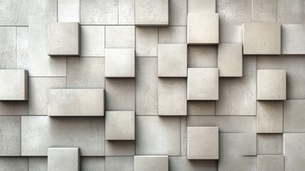 Wall Mural - a textured wall featuring geometric blocks of varying shapes and sizes