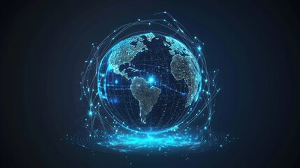 Poster - Digital Earth Globe, network, technology, futuristic, background, glowing, 3D, graphic design