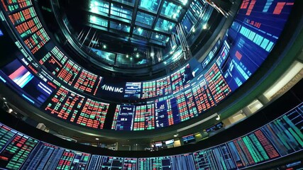 Poster - Global stock market data processing displayed across a digital screen in a financial trading environment, stock market text and data processing over globe